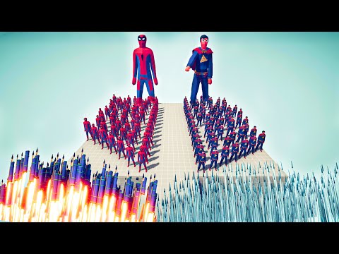 50x SPIDERMAN & 50x SUPERMAN vs 2x EVERY GOD - 🏹Totally Accurate Battle Simulator TABS