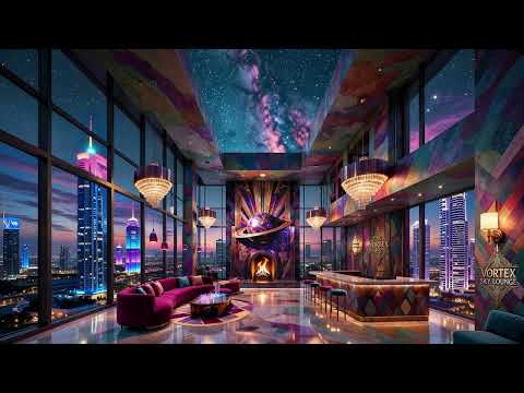 Groovy Deep Luxury Sky Lounge Vibes, Instrumental Funky Chill Trap Bass Guitar Vibraphone, Fireplace