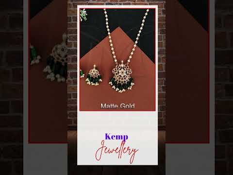 Kemp Jewelry Matte Gold Polish Designer Long Kemp Pendant Set
