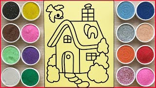 Download the video "TÔ MÀU TRANH CÁT NGÔI NHÀ HẠNH PHÚC - Colored sand painting full house (Chim Xinh)"