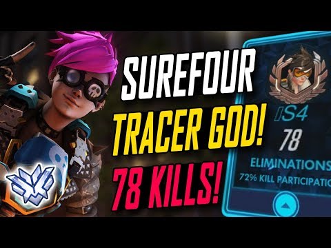 WHEN SUREFOUR CARRY TRACER - 78 KILLS! [ OVERWATCH TOP 500 SEASON 5 ]