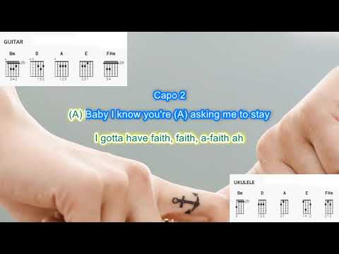 Faith (capo 2) by George Michael play along with scrolling guitar chords and lyrics