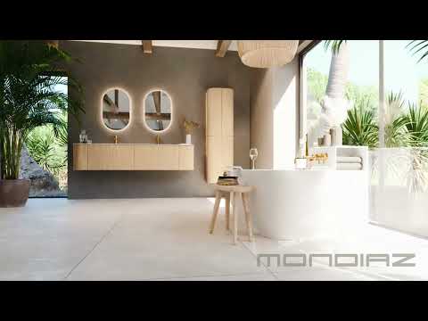 Mondiaz Kurve badmeubel 140cm Oak - Ronding links en rechts - Big Small wastafel Midden Talc - 1 kraangat