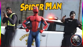 SPIDER MAN HELPS COP CATCH CRIMINALS (GTA 5 SUPERH