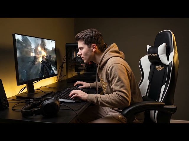 Silla de gaming GTPLAYER Ergonómica con Reposapiés y Soporte Lumbar video