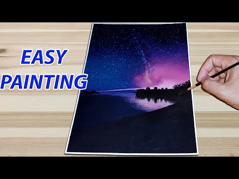 How to Paint Milky Way Galaxy STEP by STEP / Easy Galaxy Acrylic Painting Tutorial for Beginners