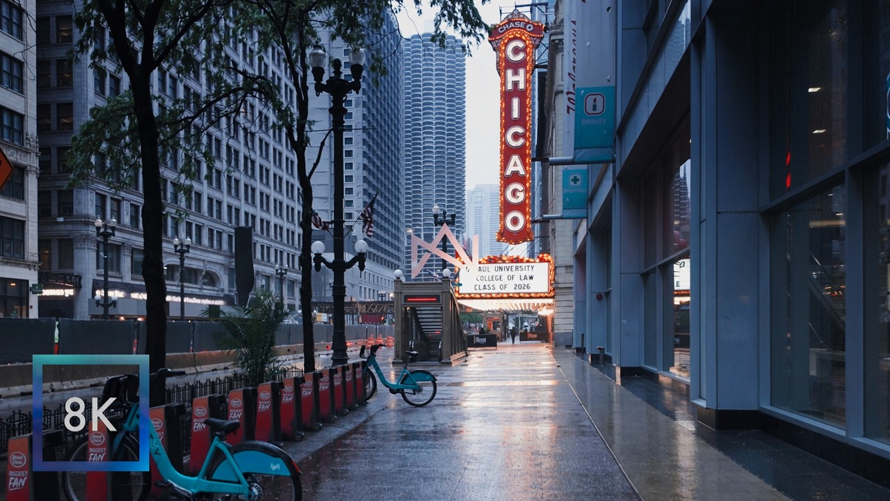 Rainy Chicago Walk in HDR / Downtown City Ambience
