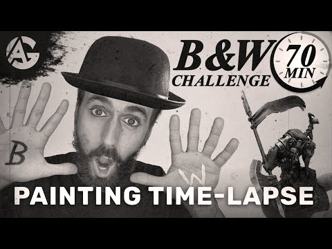 Black & White CHALLENGE! "Painting with only 2 colors" in 70 minutes