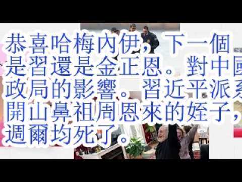 祝贺哈梅内伊，下一个是习还是金正恩。对中国政局的影响。习近平派系开山鼻祖周恩来的侄子，周尔均死了。