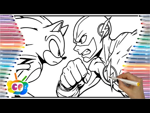 Sonic vs Flash / How to draw Sonic / Sonic coloring pages