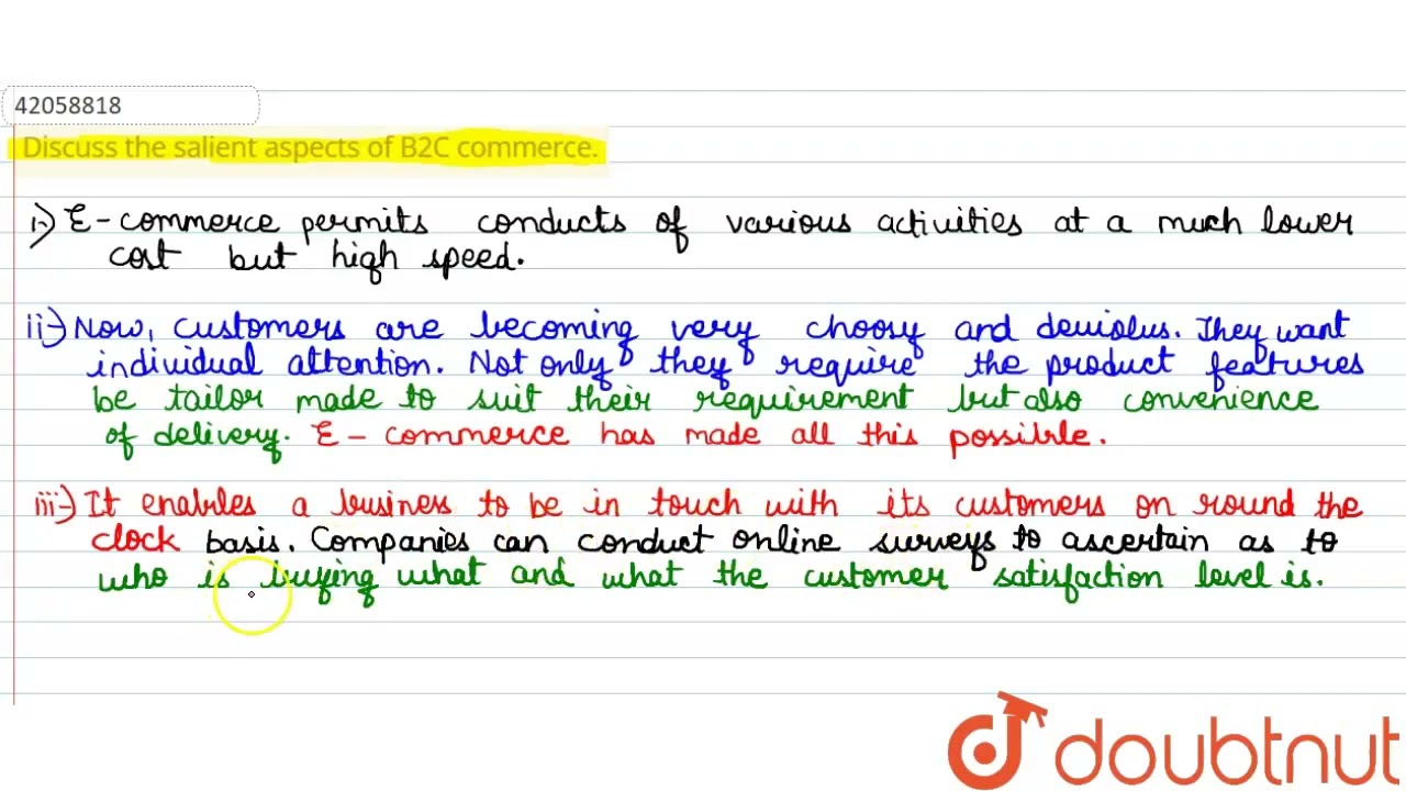 Discuss the salient aspects of B2C commerce. | CLASS 11 | EMERGING MODES OF BUSINESS | BUSINES...