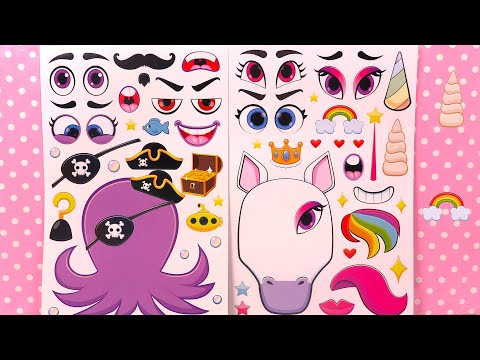 Crée ton Personnage | Activités pour Enfants Animaux Marins Licorne Autocollants