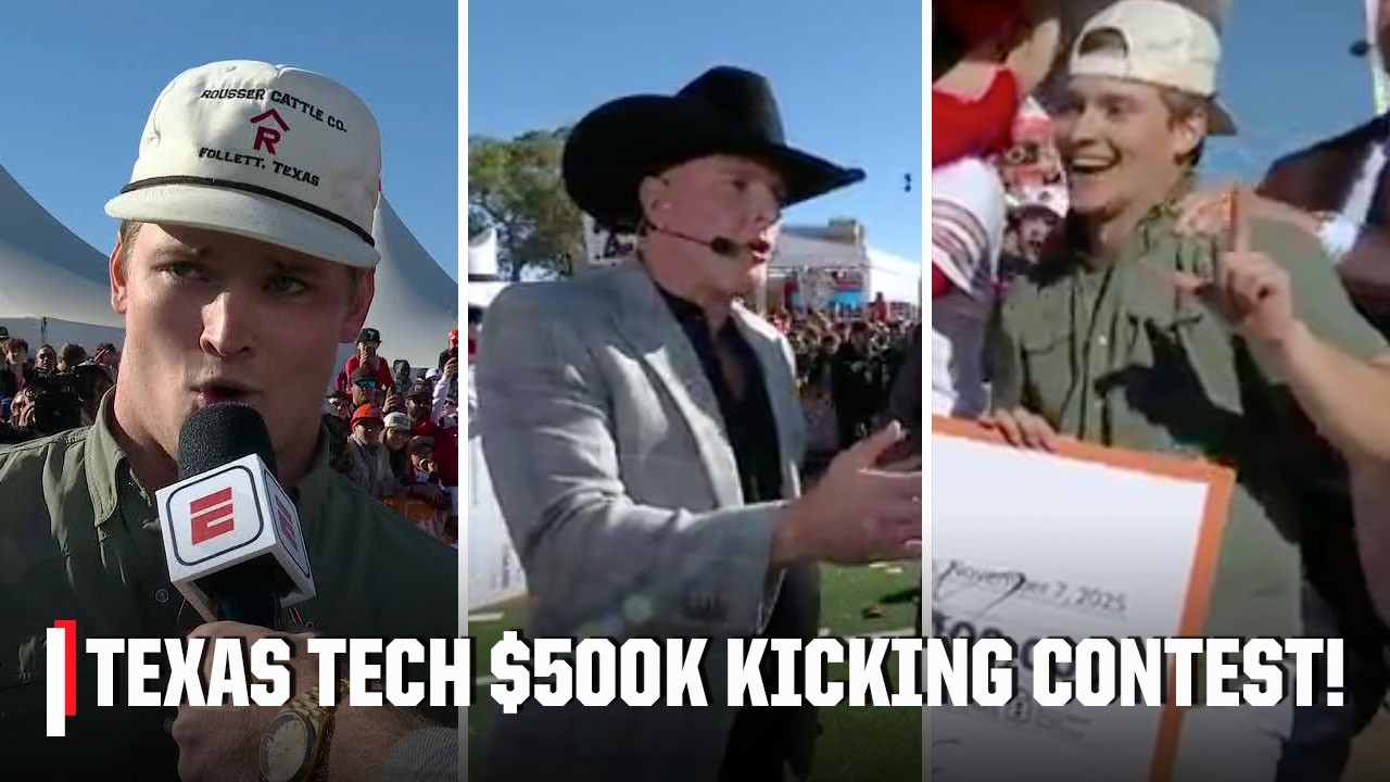 PAT MCAFEE'S $500K KICKING CONTEST 🔥 Texas Tech student goes BAREFOOT! | College GameDay