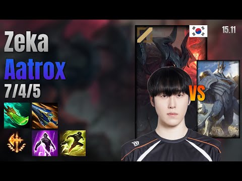 Zeka Mid Aatrox vs Galio lol KR solo rank Full Game 15.11 | 제카 아트록스 vs 갈리오