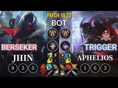 T1 Berseker Jhin vs APK Trigger Aphelios Bot - KR Patch 10.22