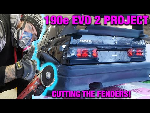 Mercedes 190e EVO 2 duraflex body kit install - cutting and mounting fenders!!