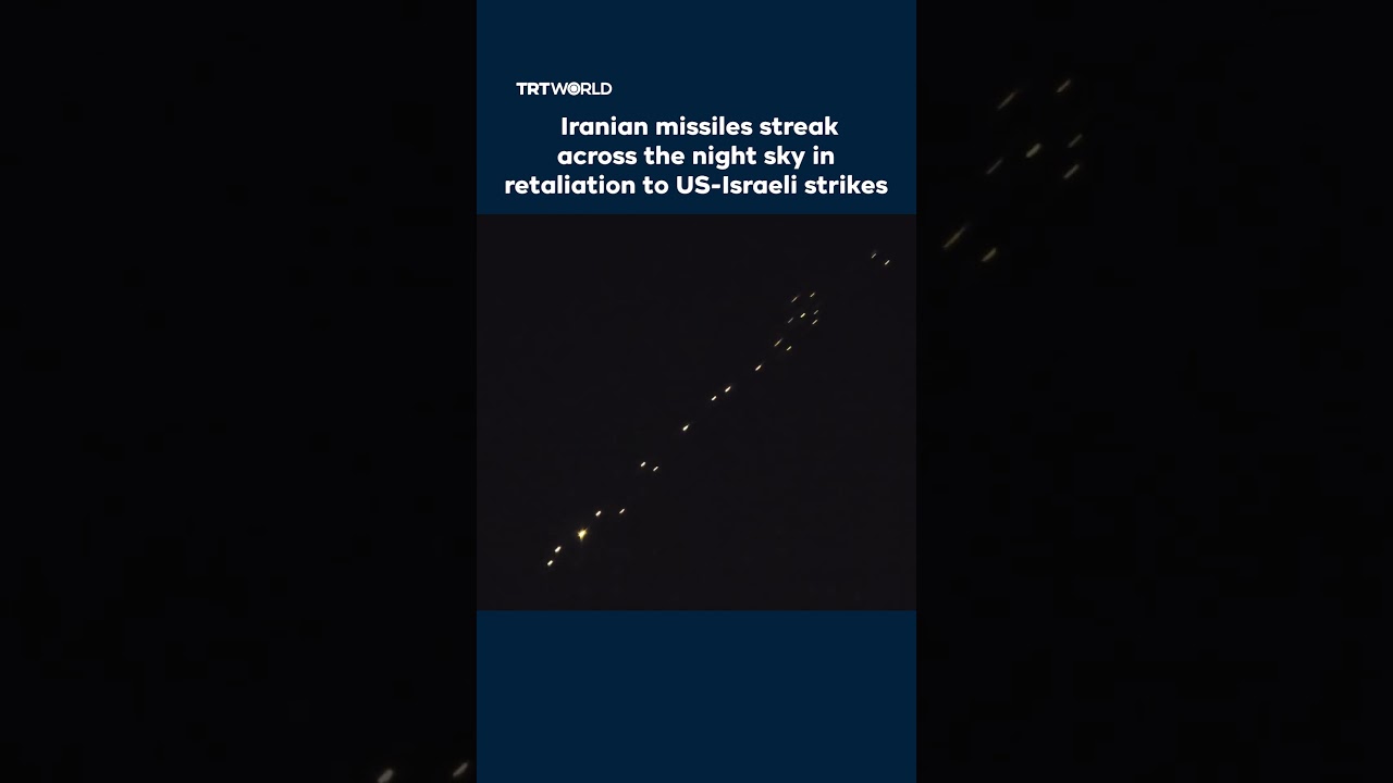 Video | Iranian missiles streak across the night sky in retaliation to US-Israeli strikes