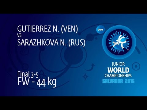 BRONZE FW - 44 kg: N. SARAZHKOVA (RUS) df. N. GUTIERREZ (VEN) by TF, 10-1