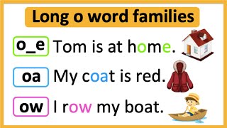 Long O word families 🤔 | -o_e, -oa, -ow  ✅ | Learn how to read with pictures & examples