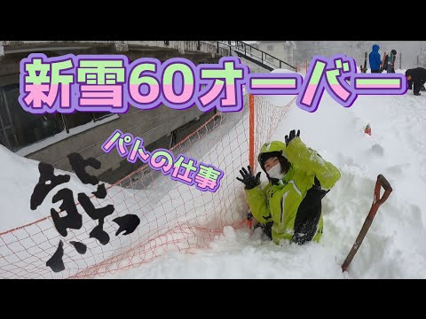 【志賀高原熊の湯スキー場】2020.12.16/新雪60オーバーのパトロールの仕事風景／コースオープン準備