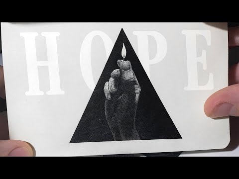 "Hope" stippled illustration process.