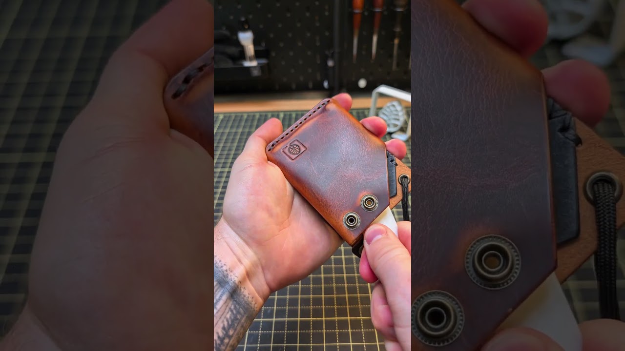 Leather wallet making ASMR | Waxy Cognac & Pueblo Black | Handmade minimalist craft