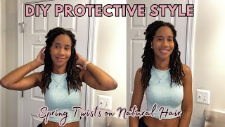How to Do Spring Twists on Natural Hair | Easy Protective Hairstyle Tutorial | Gabrielle Ishell