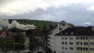 preview picture of video 'swiss steam locomotive CH-Schaffhausen Rheinbrücke'