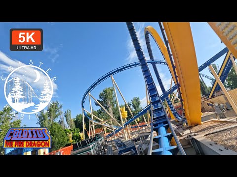 Colossus Fire Dragon Front Row POV 5K UHD | Schawrzkopf Double Looper | 2022 Lagoon Amusement Park