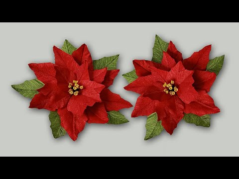 How to make Poinsettia Paper Flower | DIY Christmas Decor Flower | DIY Poinsettia Crepe Paper Flower