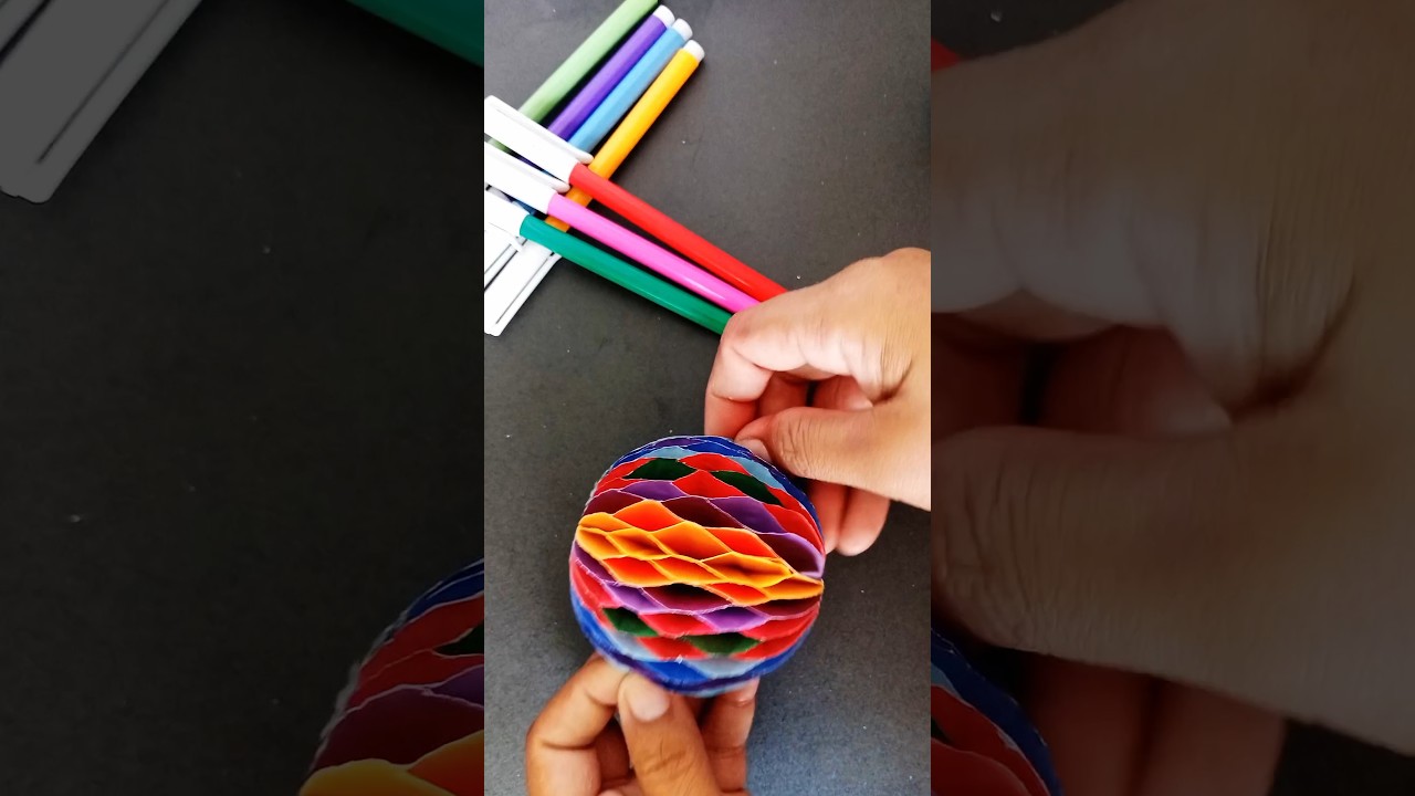 Make sphere with colored paper || Quick Paper Craft #shortsfeed #shorts #diy