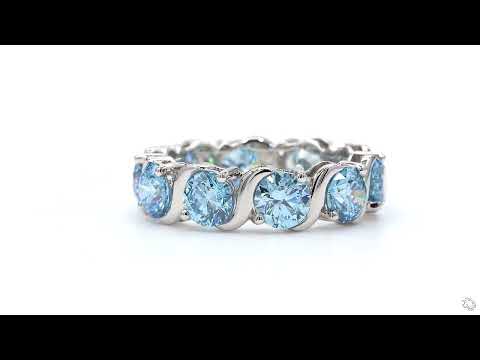 Ring Platinum - 5.08ct. tw. Blue Diamond (Fancy coloured lab-grown diamond) - 0.50 Carat Each video