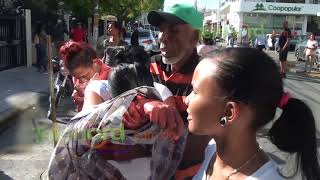 Hieren mujer en enfrentamiento a machetazos en frente del Palacio de Justicia de SFM