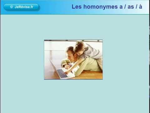 Homonymes a as à : cours d' orthographe