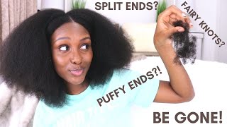 Trimming My Natural Hair at Home! | Fairy Knots, Puffy & Split Ends