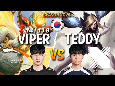 HLE Viper vs DRX Teddy - Viper SMOLDER vs Teddy KAI'SA ADC - Patch 14.5 KR Ranked CHALLENGER lolrec