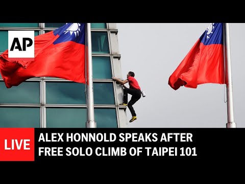 LIVE: Alex Honnold speaks after free solo climb of Taipei 101