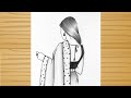 How To Draw A Girl Wearing Beautiful Saree Pencil Sketch Drawing Tutorial Saree Drawing Easy
