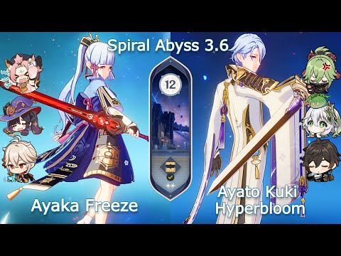 New Spiral Abyss 3.6 - C0 Ayaka Freeze x C0 Ayato Hyperbloom | Floor 12 - 9 Stars | Genshin Impact
