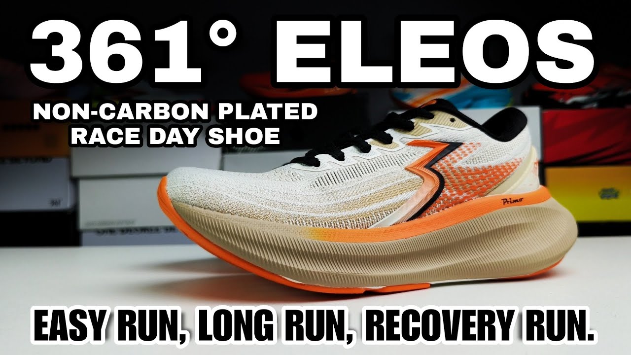 361 Degrees eleos non-carbon plated race day shoe.