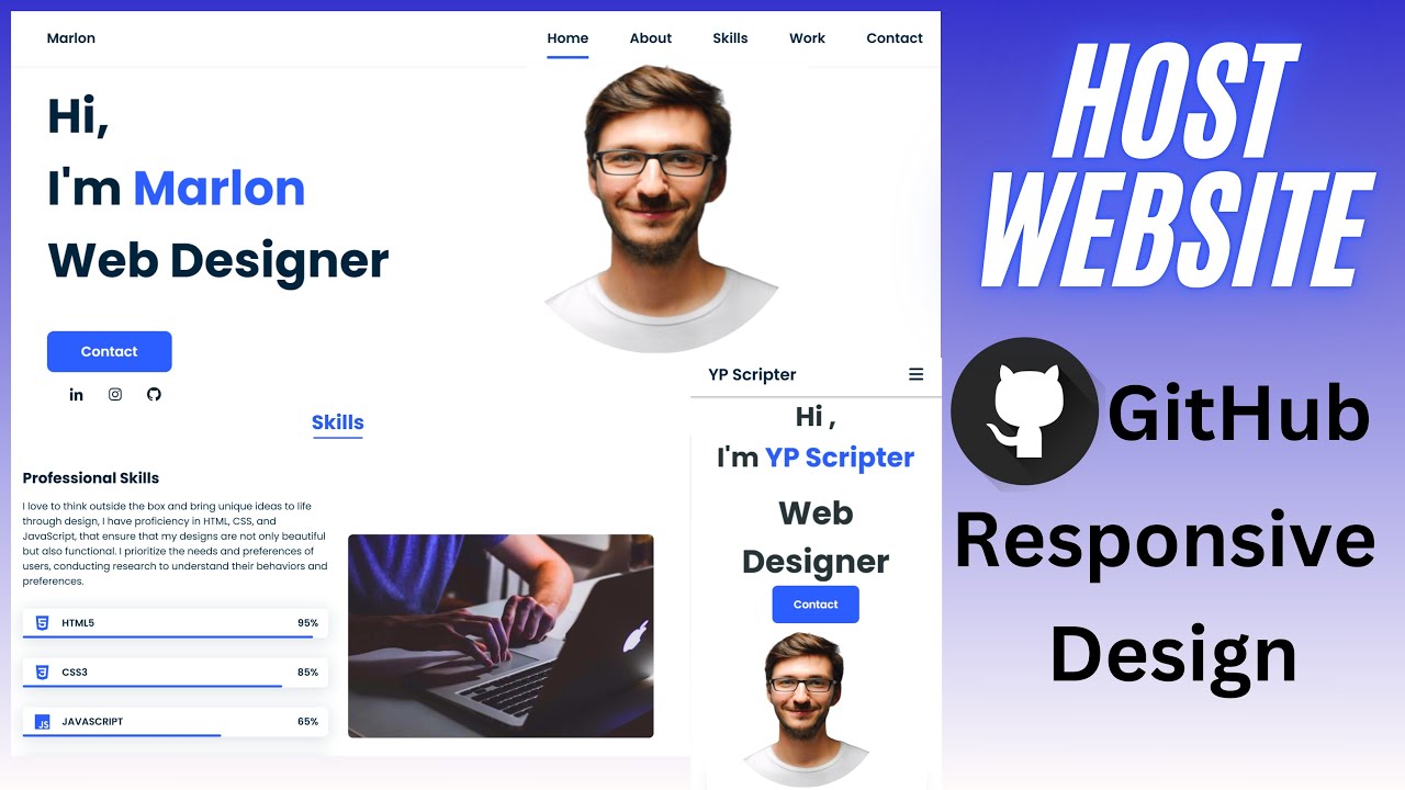 Create a Personal Portfolio Website with HTML, CSS, & JS | Host on GitHub Tutorial | Source Code