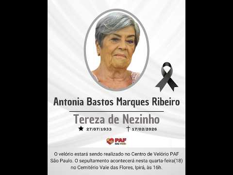 Cerimônia de homenagens prestadas a Senhora ANTONIA BASTOS MARQUES RIBEIRO.