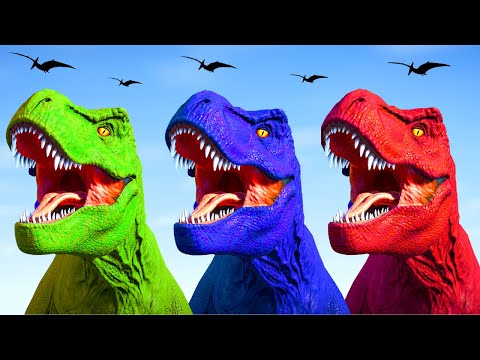 Tyrannosaurus Rex Colour Pack vs Spinosaurus vs Ultimasaurus Dinosaurs Fighting 🌍 JWE