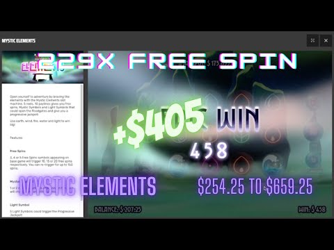 Mystic Elements Free Spins Bonus - MASSIVE WIN (229x) $2 Spins