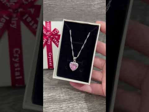 Подарок девушке колье "Розовый топаз в серебре" стиль Pandora кулон в форме сердца с цирконами В коробочке - фото 6 - id-p2855700733