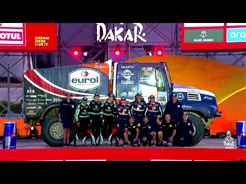 Dakar 2023 Stage 14 Al Hofuf - Dammam Finish Podium 506 Martin van den Brink