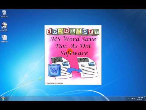MS Word Save Doc As Dot Software