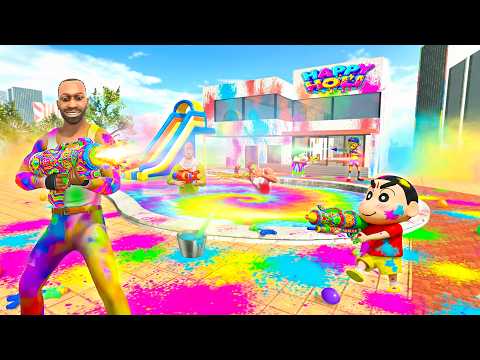 😂Franklin Celebrate Holi With Shinchan in Indian Bike Driving 3D