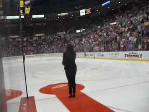 Jesse Palter Sings National Anthem for Red Wings