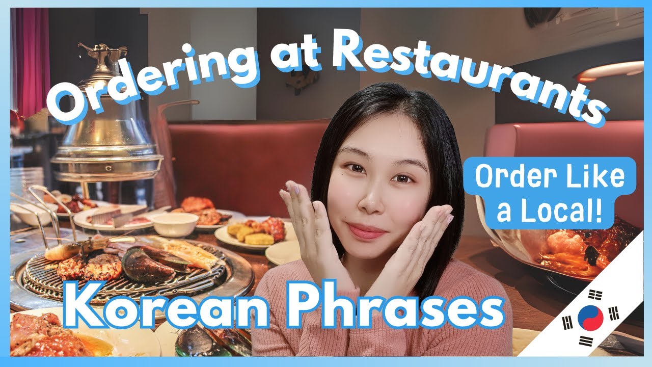 A Korean language tutor role playing at a restaurant with a customer practicing how to order food side dishes and drinks in Korean